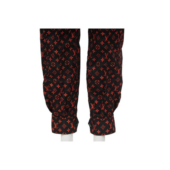 Louis Vuitton Women Jogging Pants 40 Black Red Monogram Technical Cotton Joggers - Picture 5 of 16